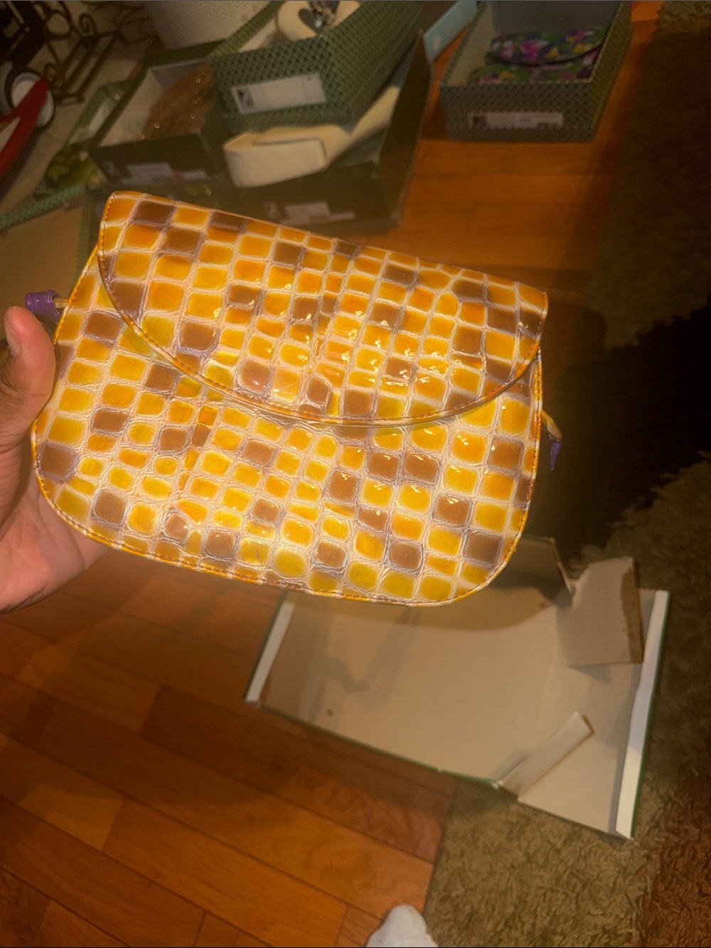 J.Renee Yellow Croc-Embossed Crossbody Bag